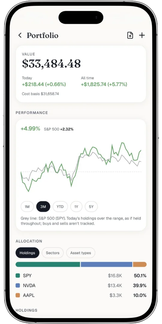 BullFrog's portfolio screen